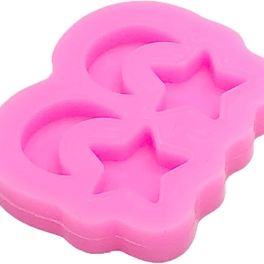 2pcs Shiny Glossy Mini Star And Moon Earring Shape Silicone Molds For Diy Women View 3